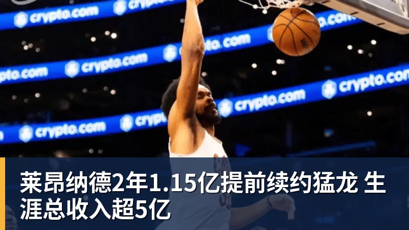 莱昂纳德2年1.15亿提前续约猛龙 生涯总收入超5亿