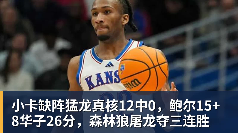 小卡缺阵猛龙真核12中0,鲍尔15+8华子26分,森林狼屠龙夺三连胜